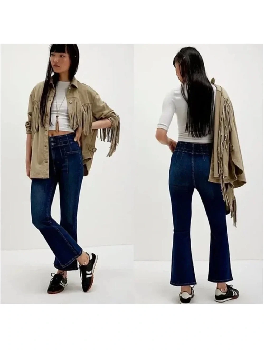 Free People We The Free Jayde Crop Flare Dark Blue Jeans Size 28